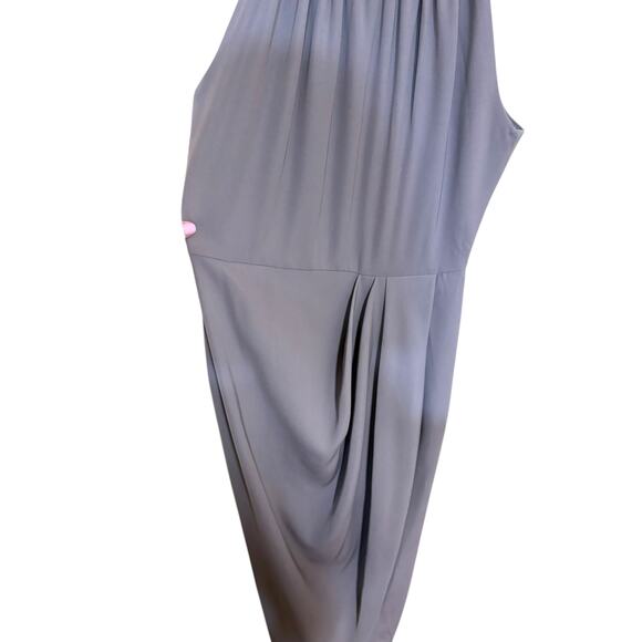 Shona Joy Core Cocktail Cross Draped Asymmetric Hem Midi Dress - Slate Grey - 2 - Picture 3 of 11